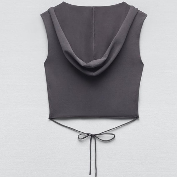 Zara Cropped Grey Wrap Top - Picture 6 of 10